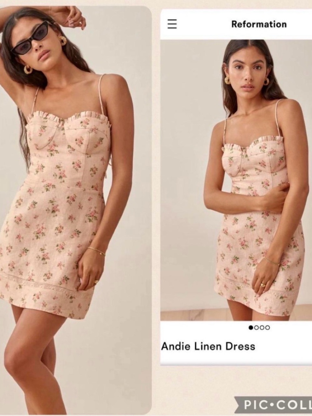 Reformation Pink Andie Linen Dress - in Penelope. size 8. Like New without tags